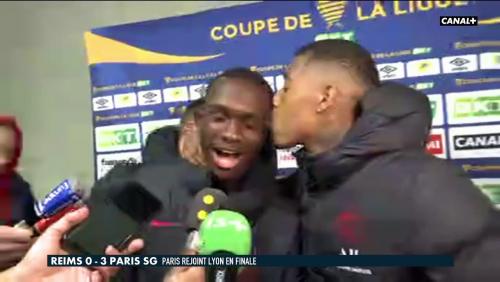 PSG : Presnel Kimpembe met l'ambiance en zone mixte après la victoire face à Reims !