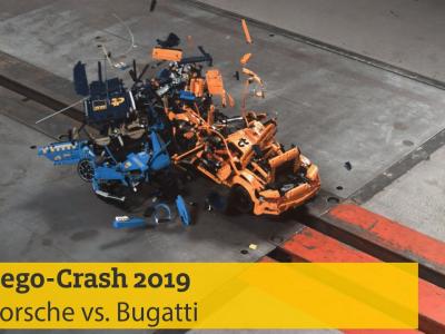 Crash-test entre une Porsche 911 GT3 RS et une Bugatti Chiron en Lego par l'ADAC