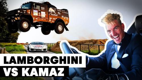 Un camion de course Kamaz saute au-dessus d’une Lamborghini en drift !
